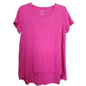 Chico's Pink Slub Knit High-Low Hem Short Sleeve Tunic Size 1 Medium